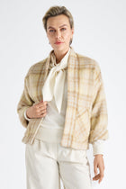 Checked wool kimono jacket 