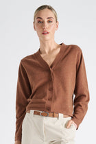 Cardigan col V cognac