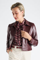 Veste courte marron faux cuir