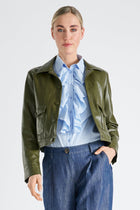 Veste courte kaki faux cuir