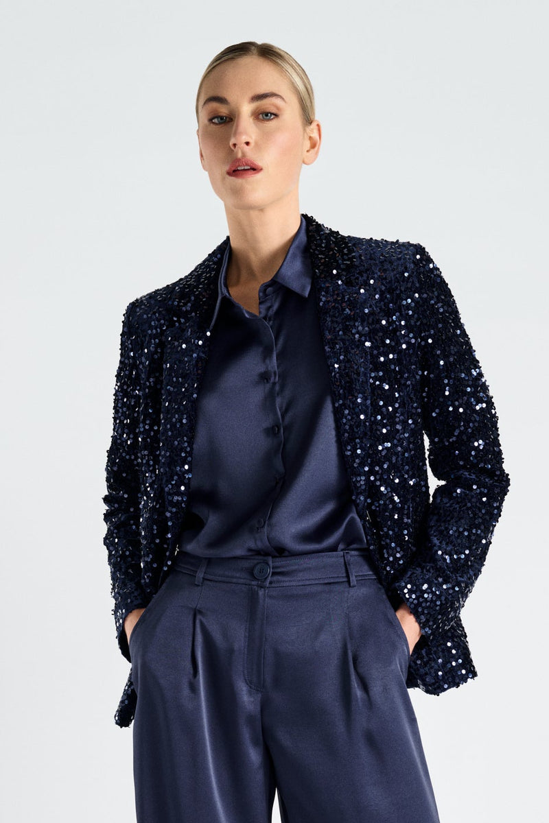 Sheer blue wide shirt