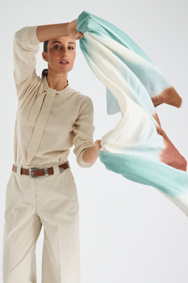 Dégradé wool-cotton scarf