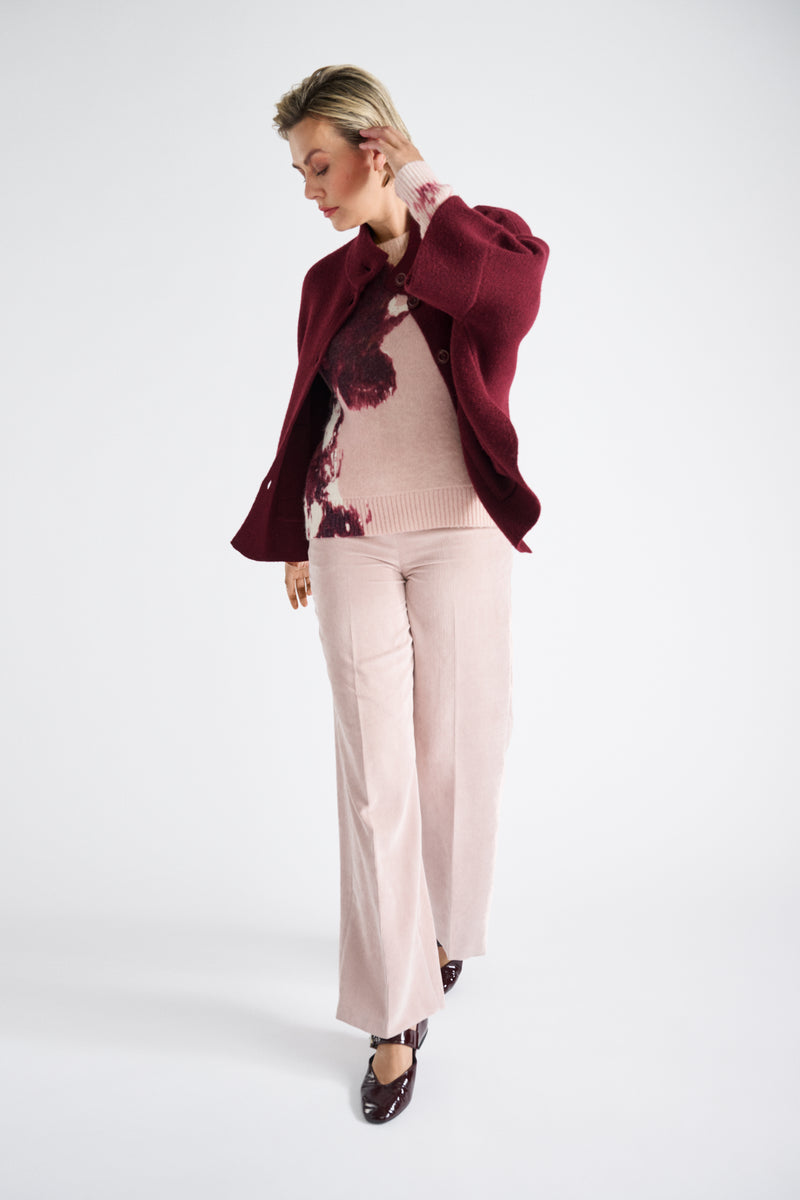 Bordeaux cape met knoopsluiting