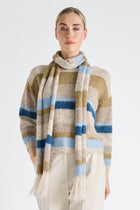 Pull rayé bleuté laine à col rond