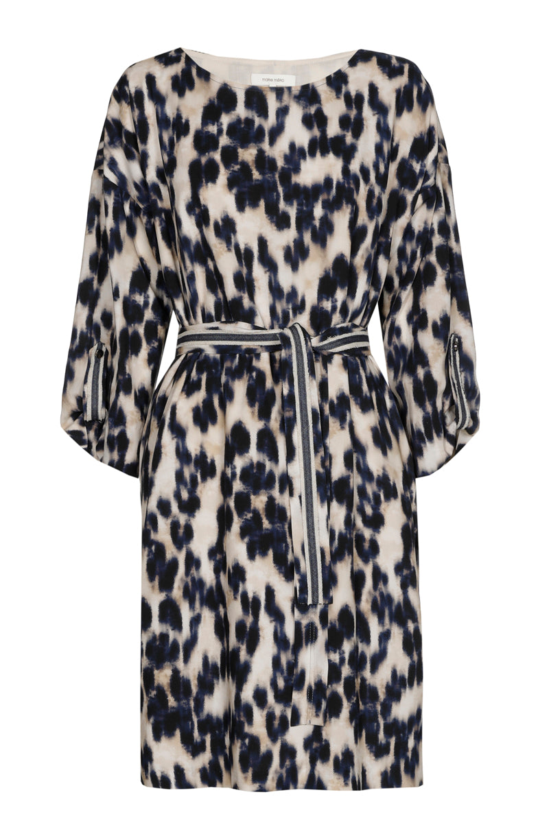 Robe à imprimé animalier en bleu et beige