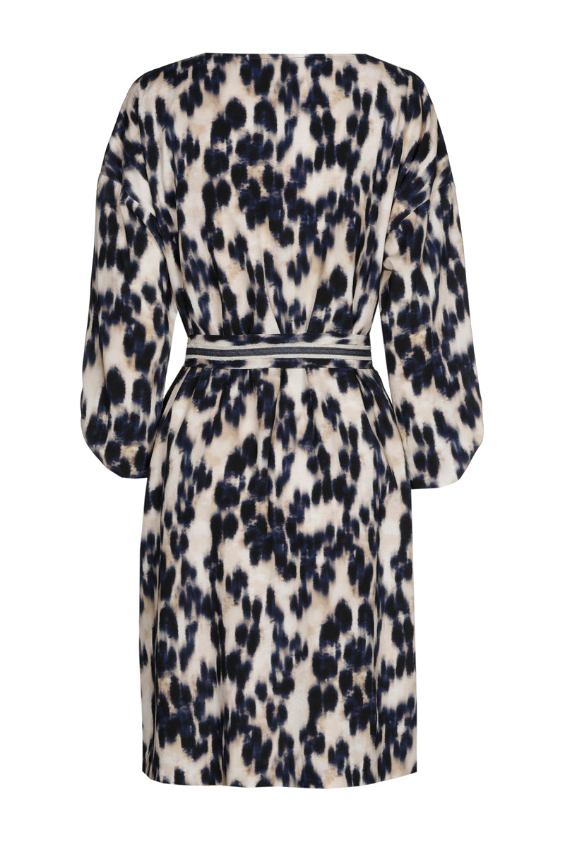 Kleedje met dierenprint in blauw en beige