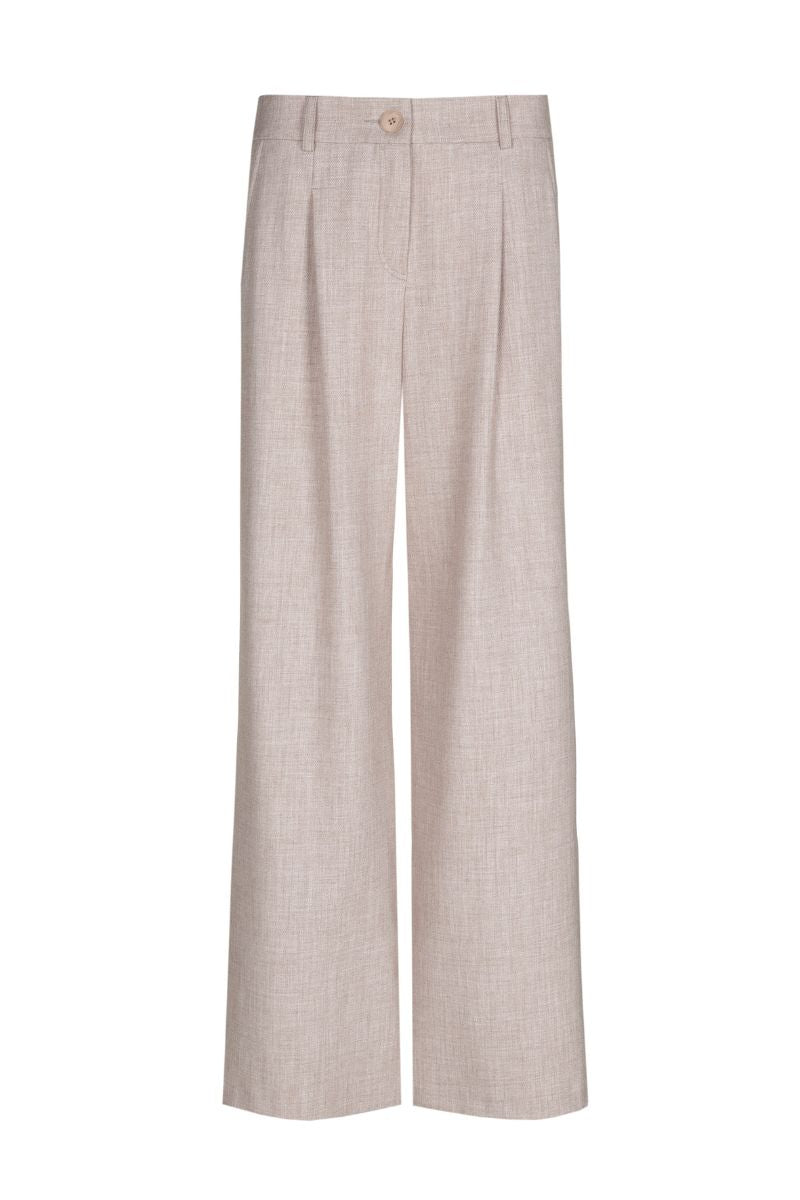Wijde broek met bandplooi in zacht roze