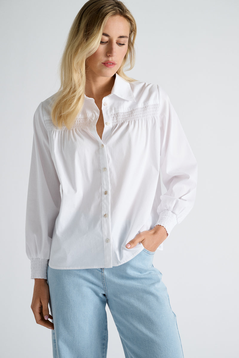 Chemisier blanc avec élastique aux manches