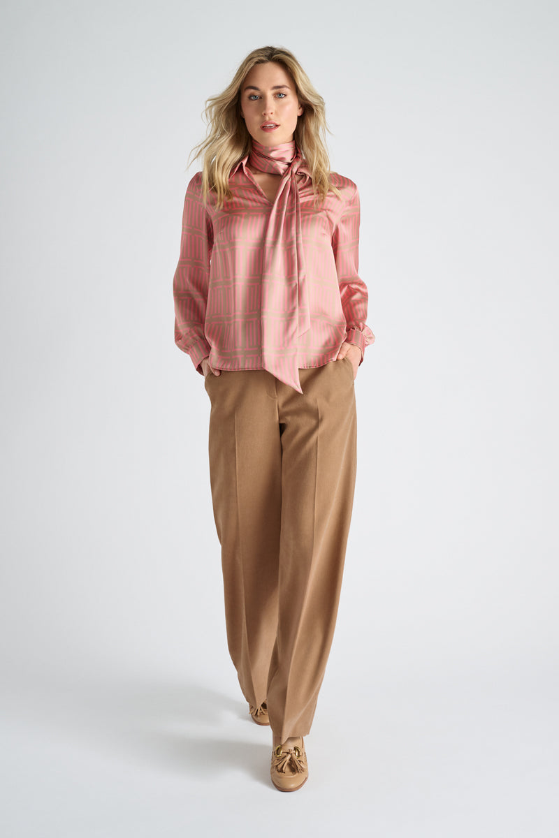 Camel kleurige broek met wijde pijpen