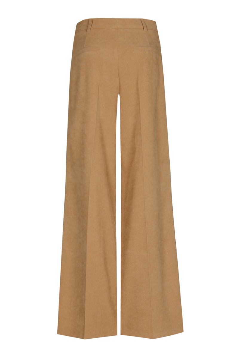 Camel kleurige broek met wijde pijpen