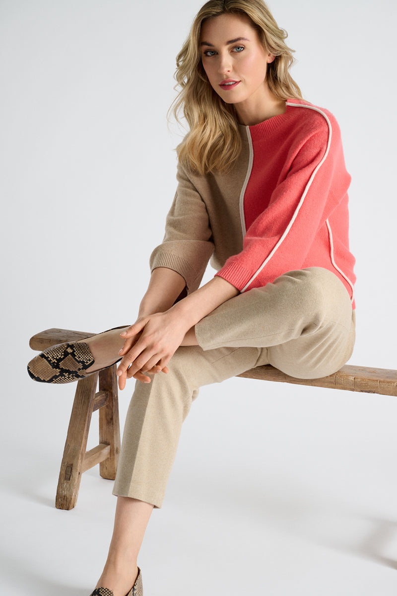 Pantalon camel 7/8 avec élastique à la taille