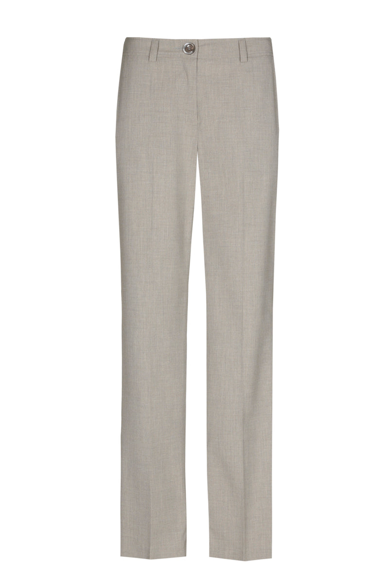 Taupe broek met rechte pijpen en elastiek in de taille