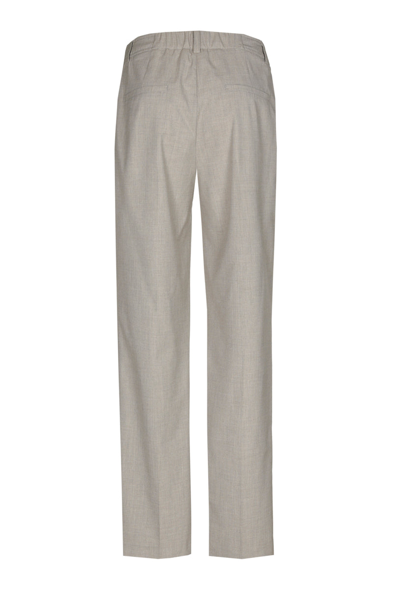 Taupe broek met rechte pijpen en elastiek in de taille