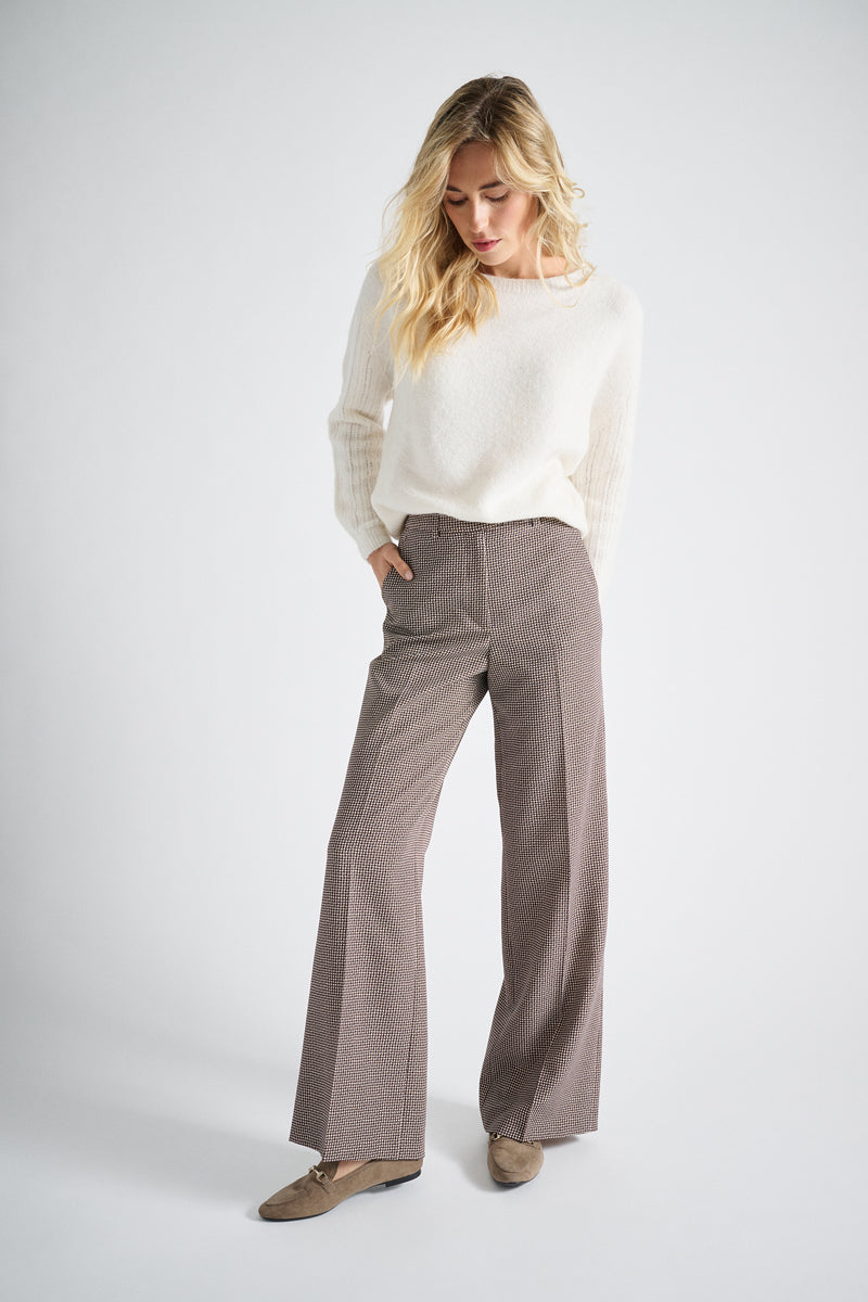 Broek met subtiele bruine print