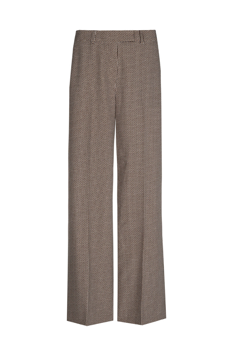 Broek met subtiele bruine print