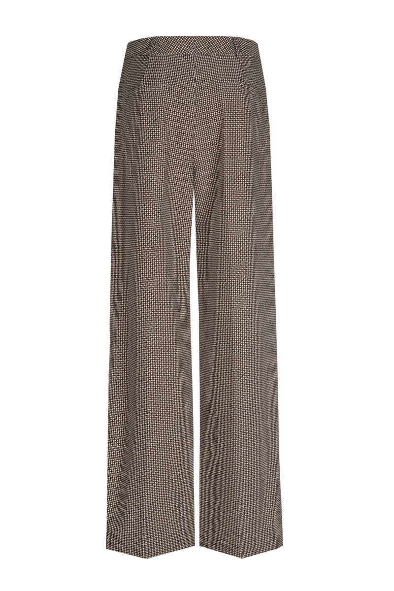 Broek met subtiele bruine print