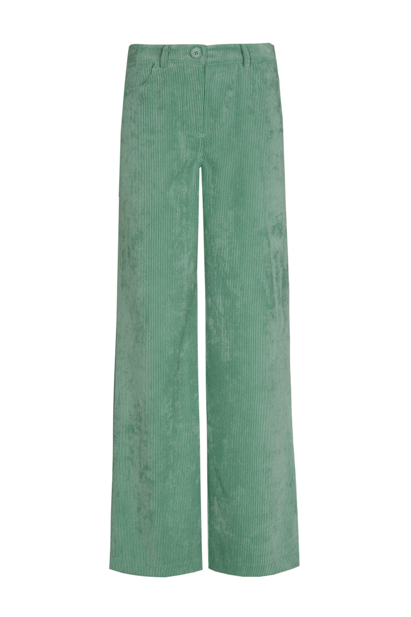 Groene broek 5-pocket in velours
