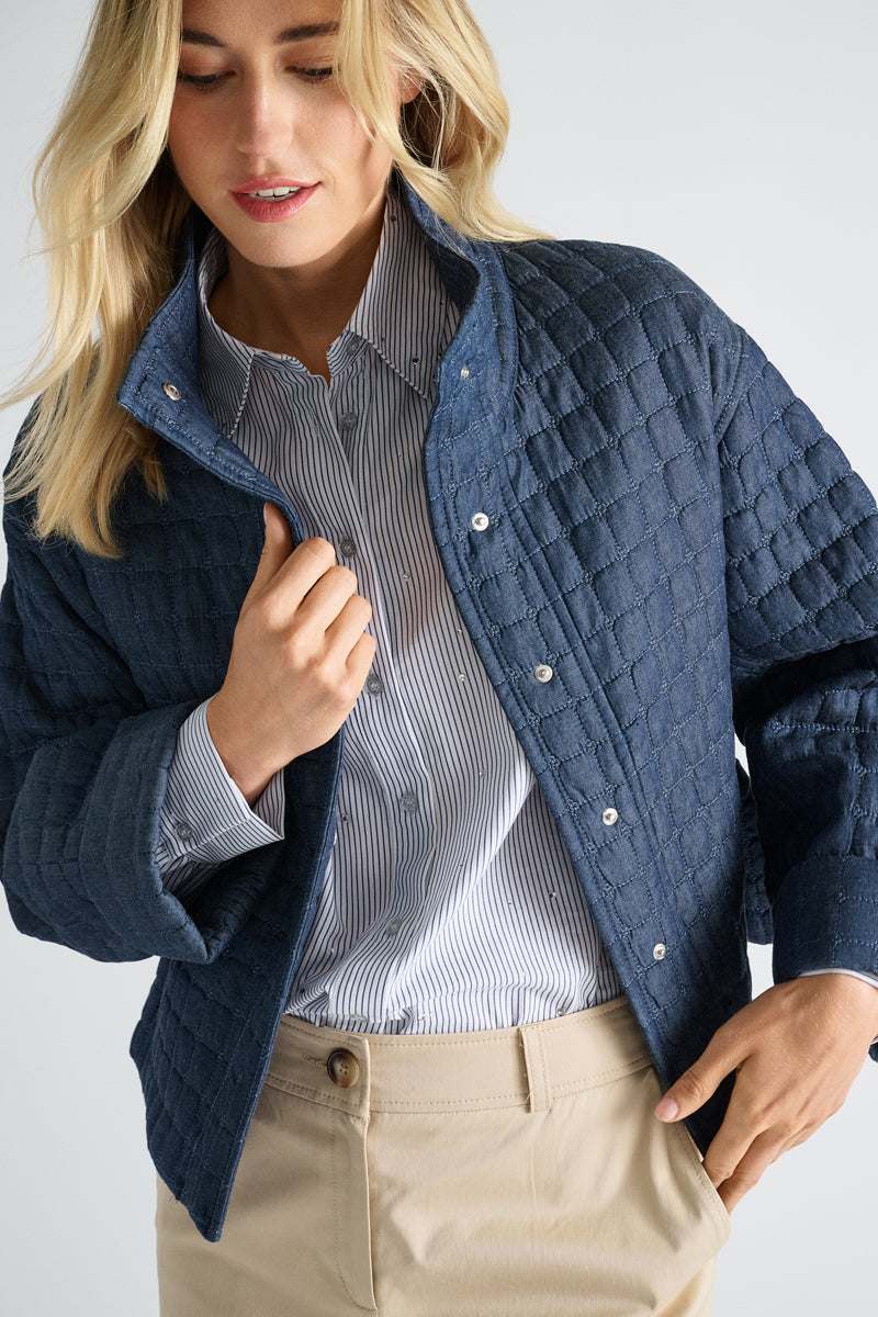 Veste bleu foncé à col montant