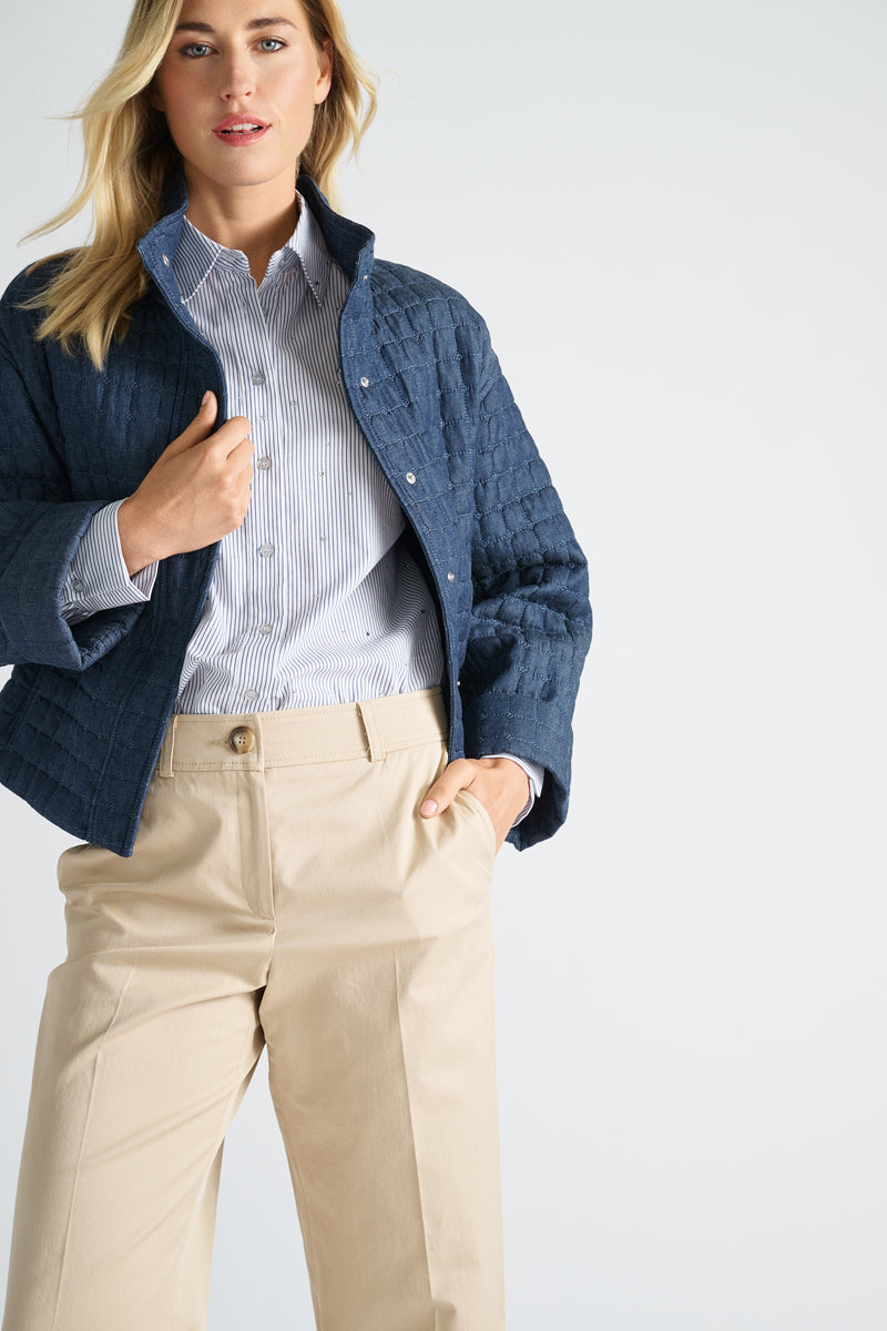 Veste bleu foncé à col montant