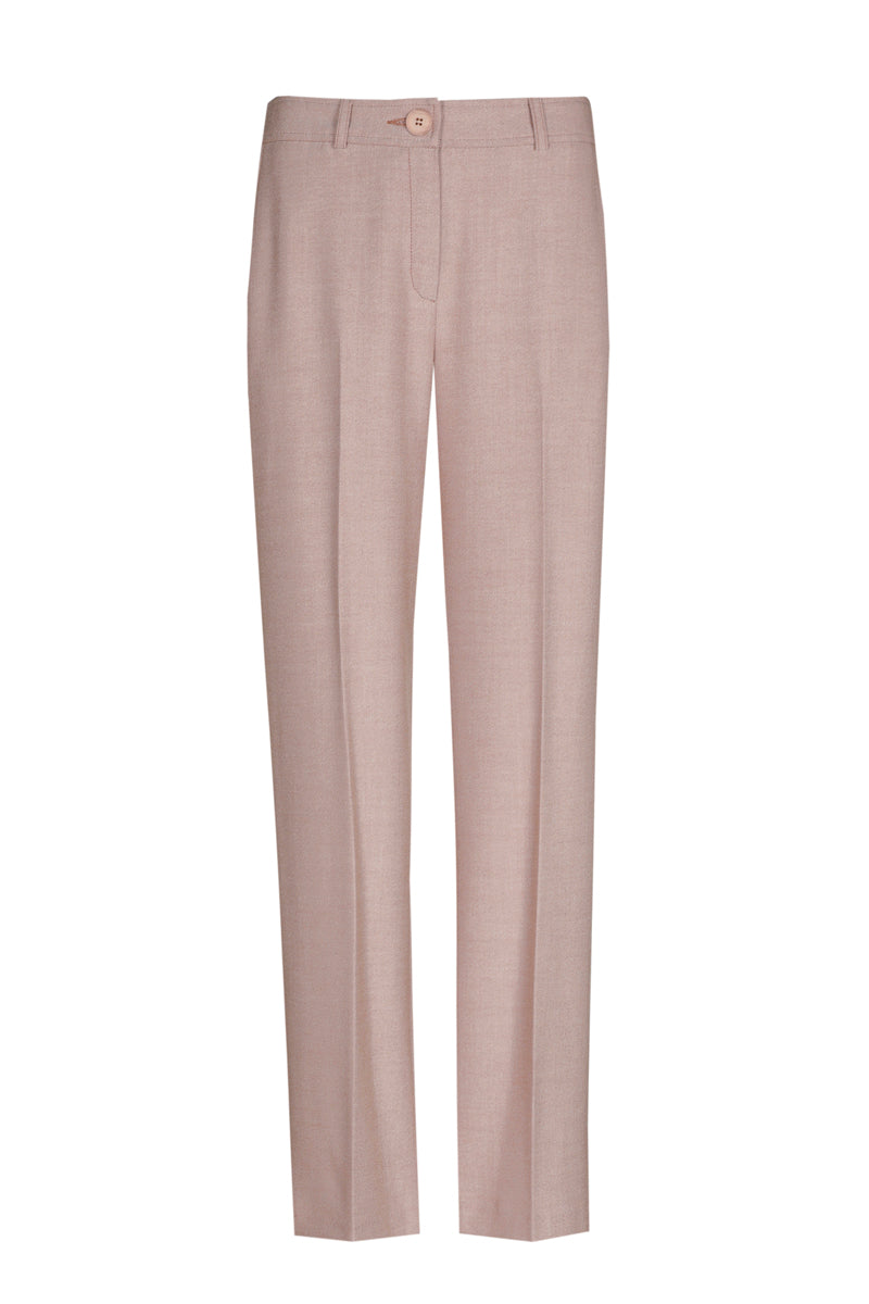Roze broek met rechte pijpen en elastiek in de taille