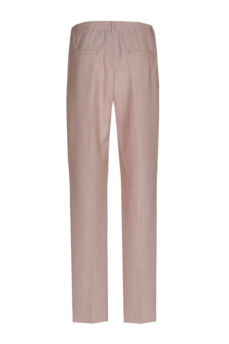 Roze broek met rechte pijpen en elastiek in de taille