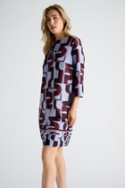 Lichtblauwe kleedje met bordeaux print
