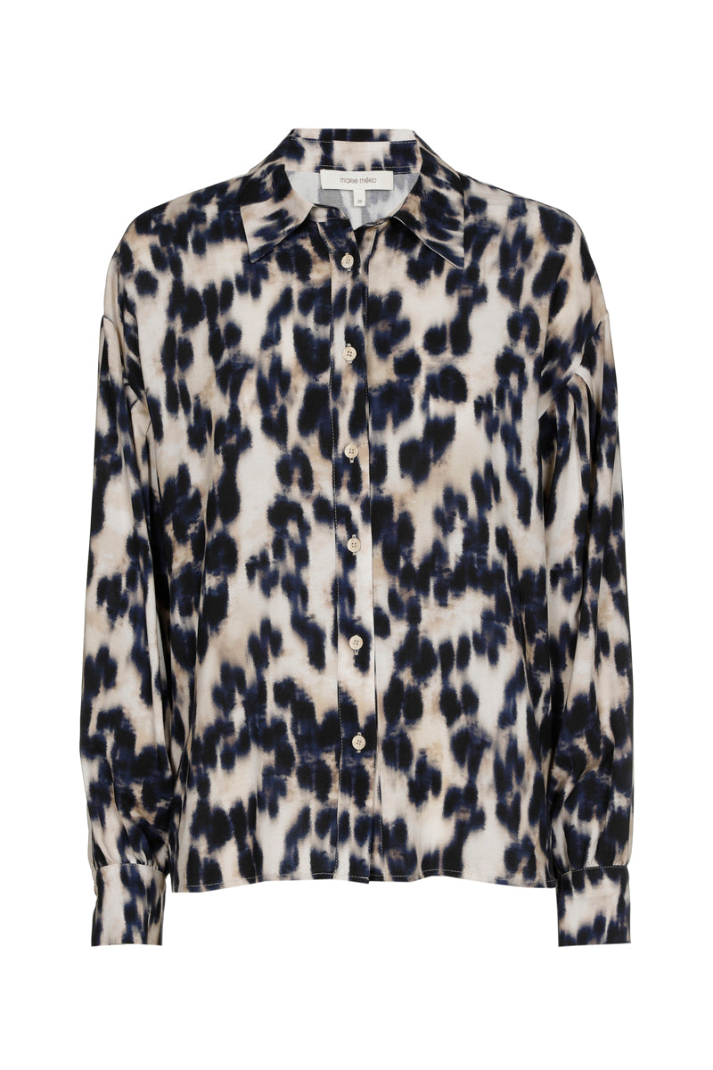 Chemisier à imprimé animal bleu et beige