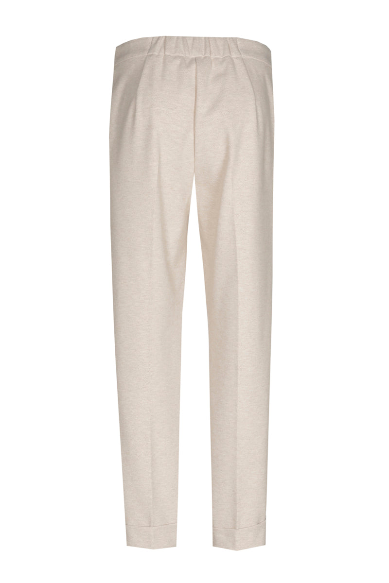 Ecru broek 7/8 lengte in comfortstof met rekker achteraan de taille