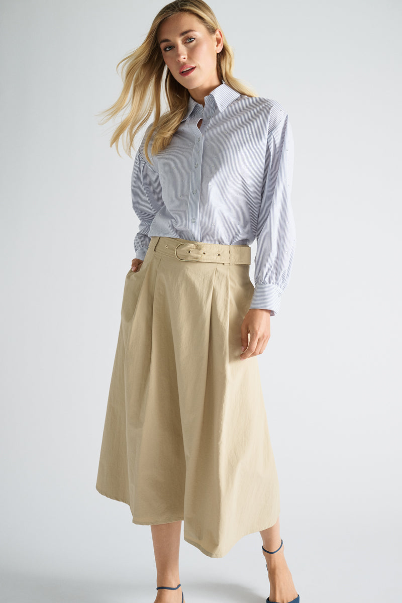 EN EXCLUSIVITÉ DANS NOS CONCEPT STORES: Jupe beige en coupe A