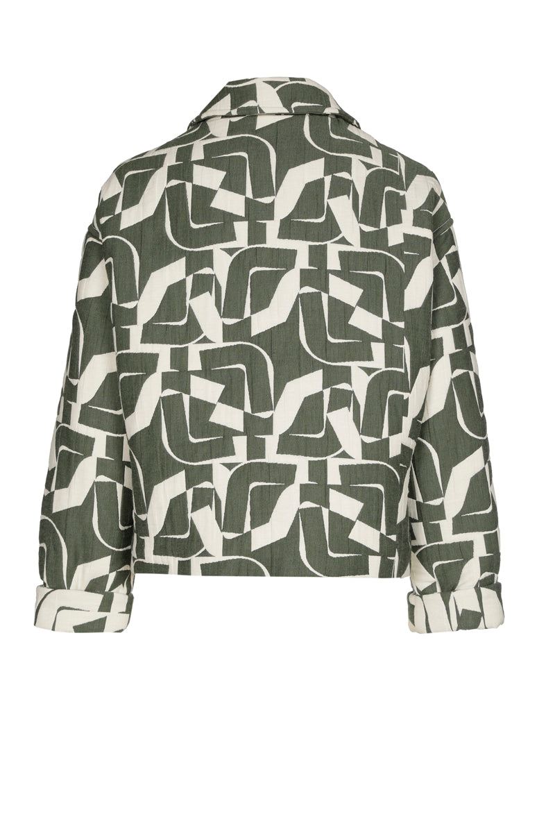 Kort groen en ecru jasje in loose fit