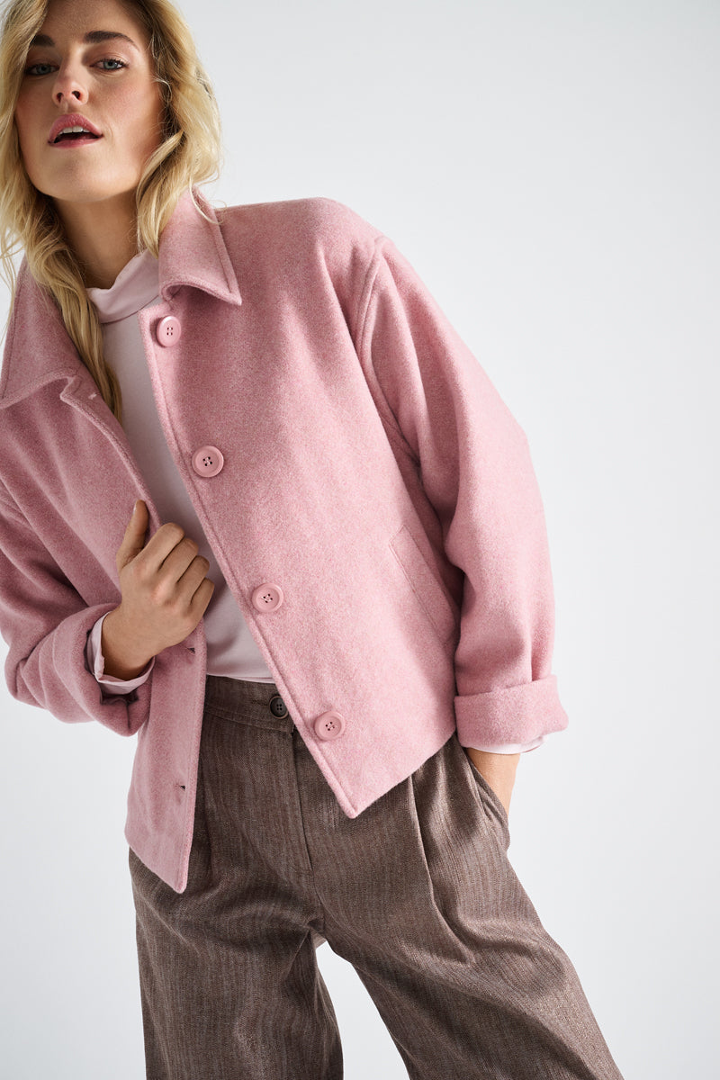 Veste courte rose coupe loose