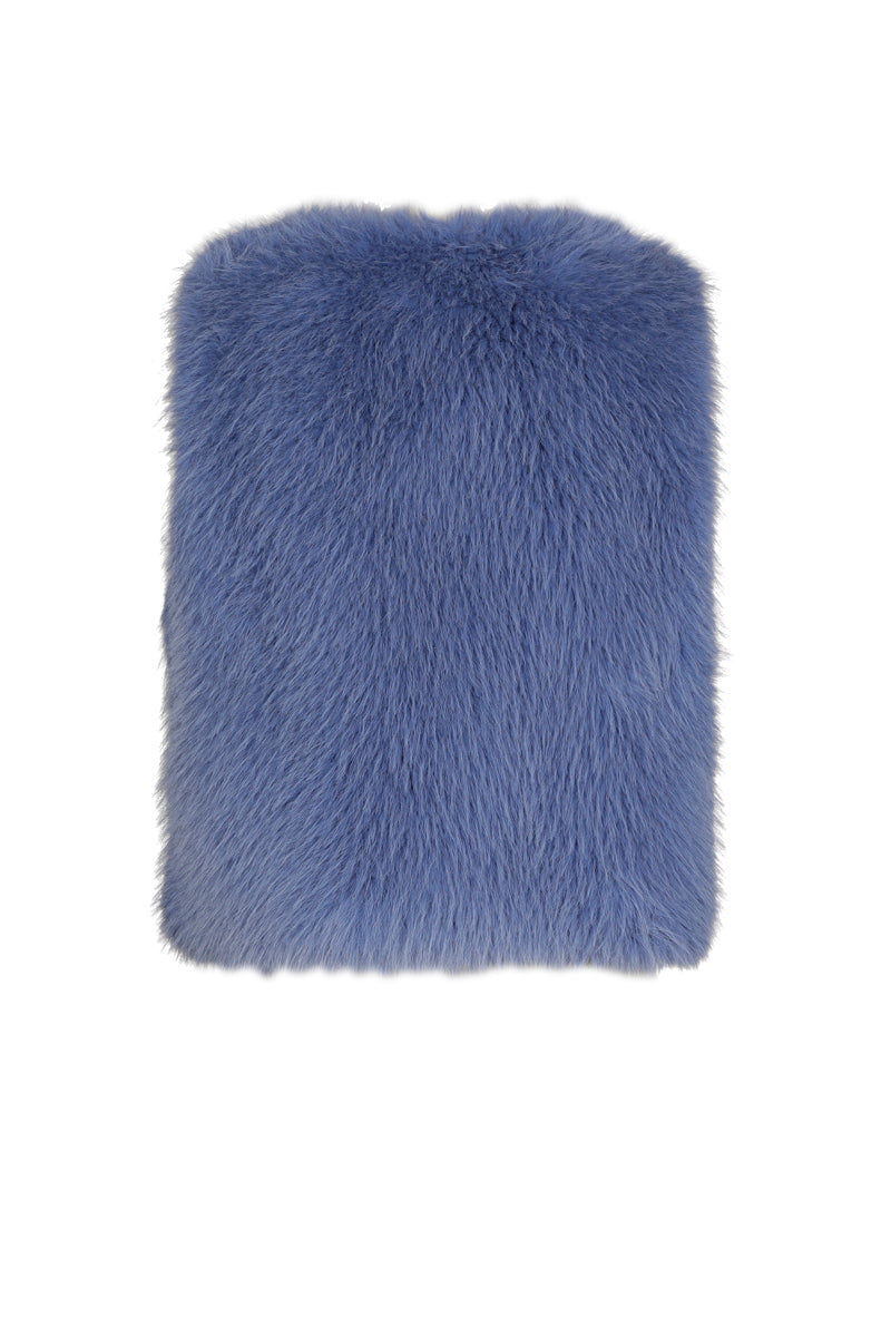 Blauwe bodywarmer in faux fur