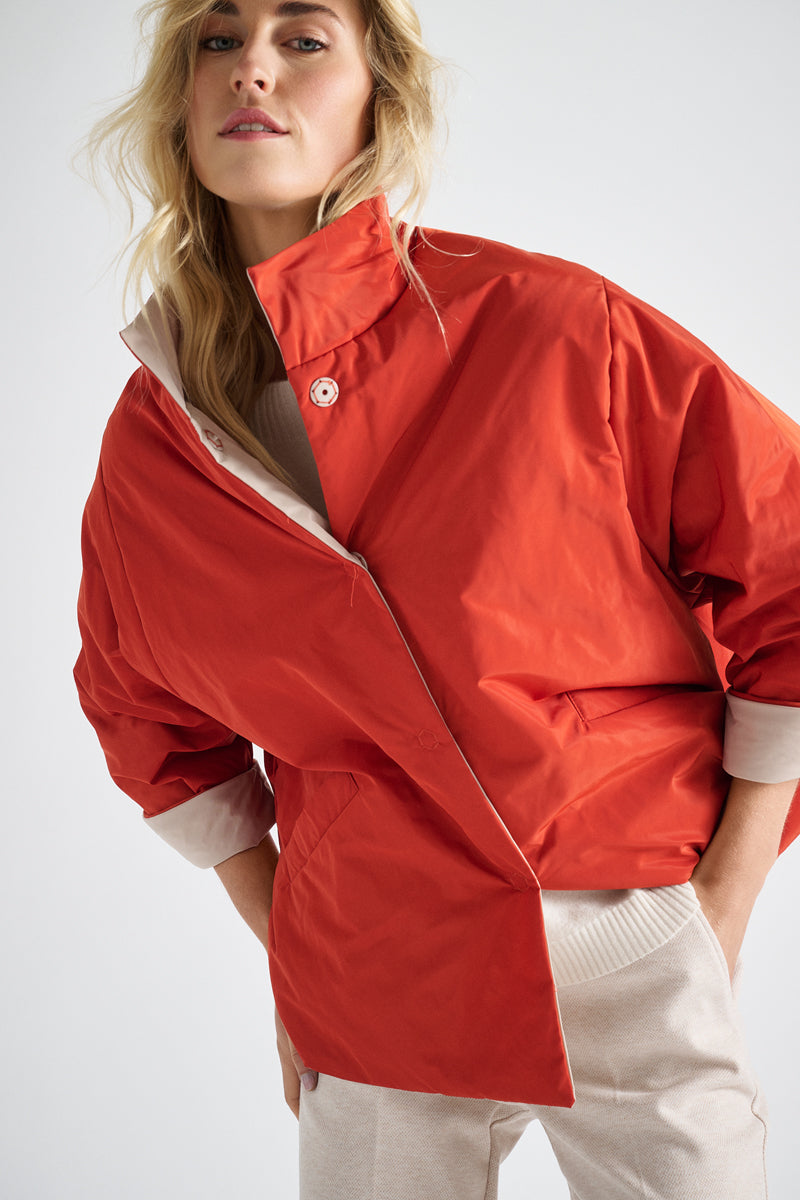 Veste réversible en orange et beige