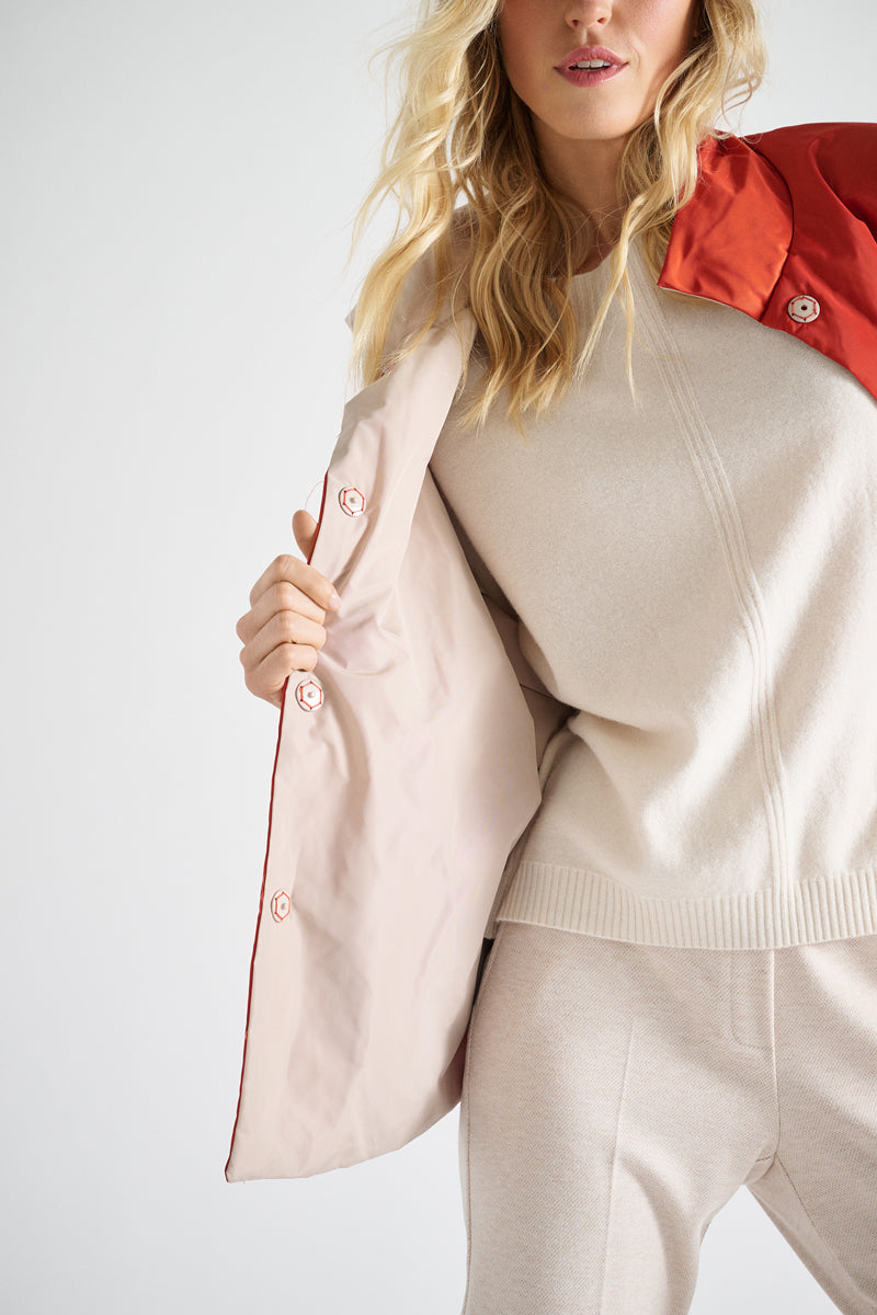 Veste réversible en orange et beige