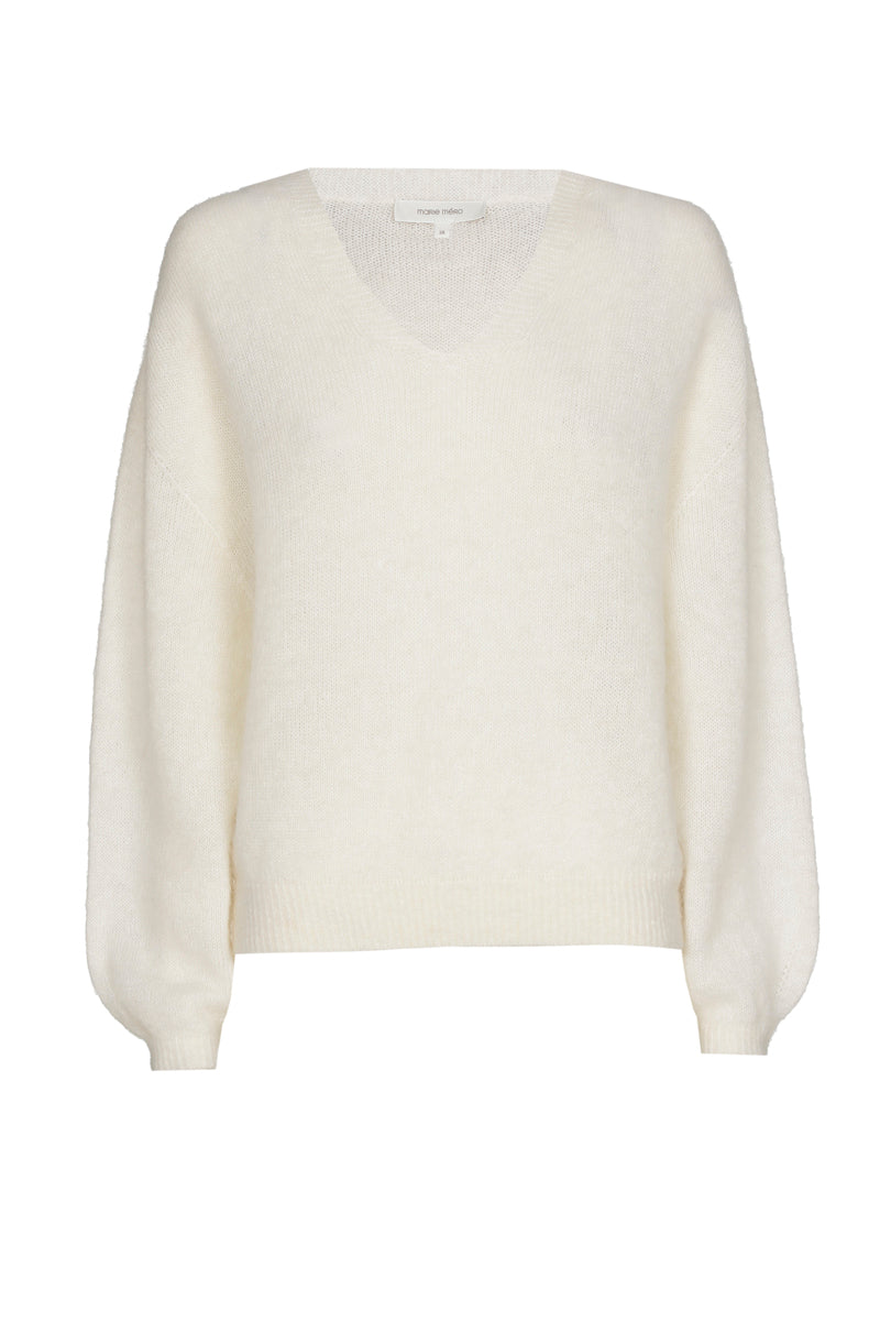 Ecru pull met V-hals