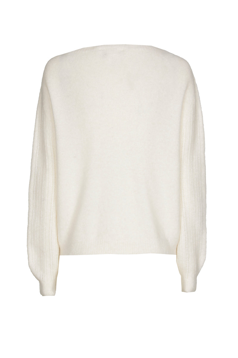 Ecru pull met ronde hals in alpaca