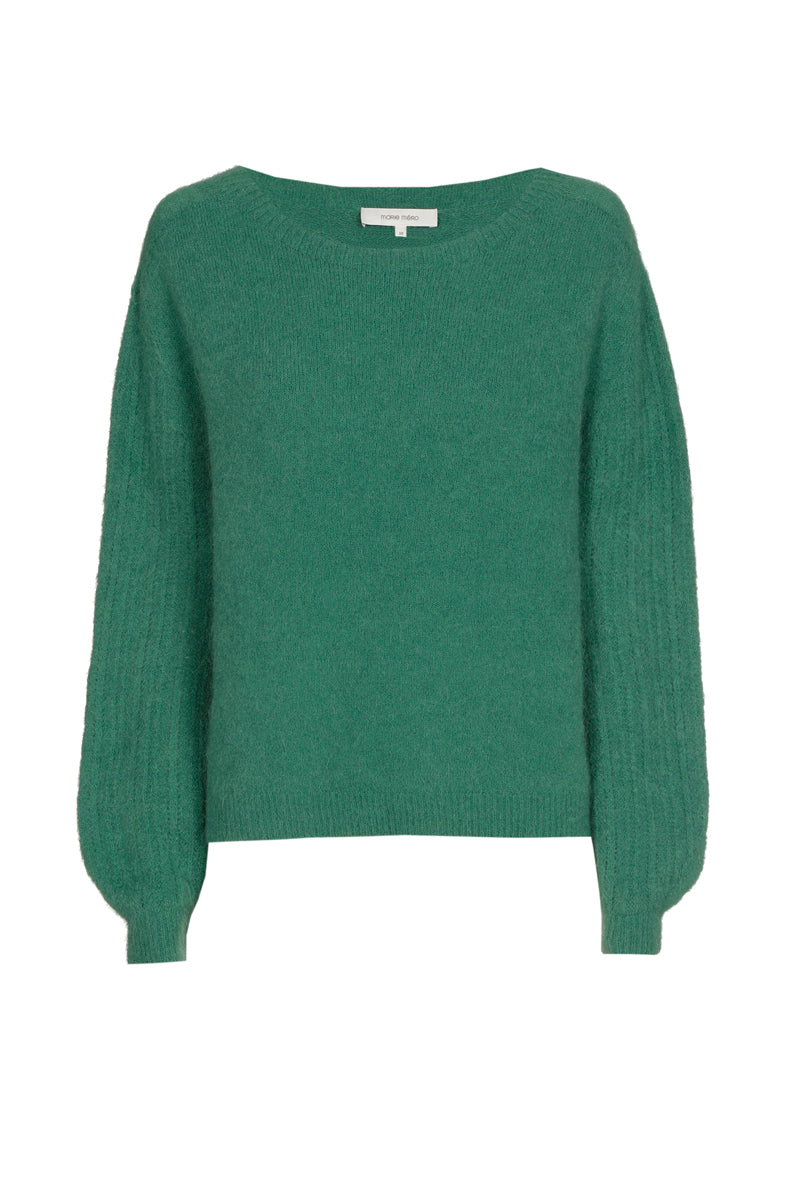 Groene pull met ronde hals in alpaca