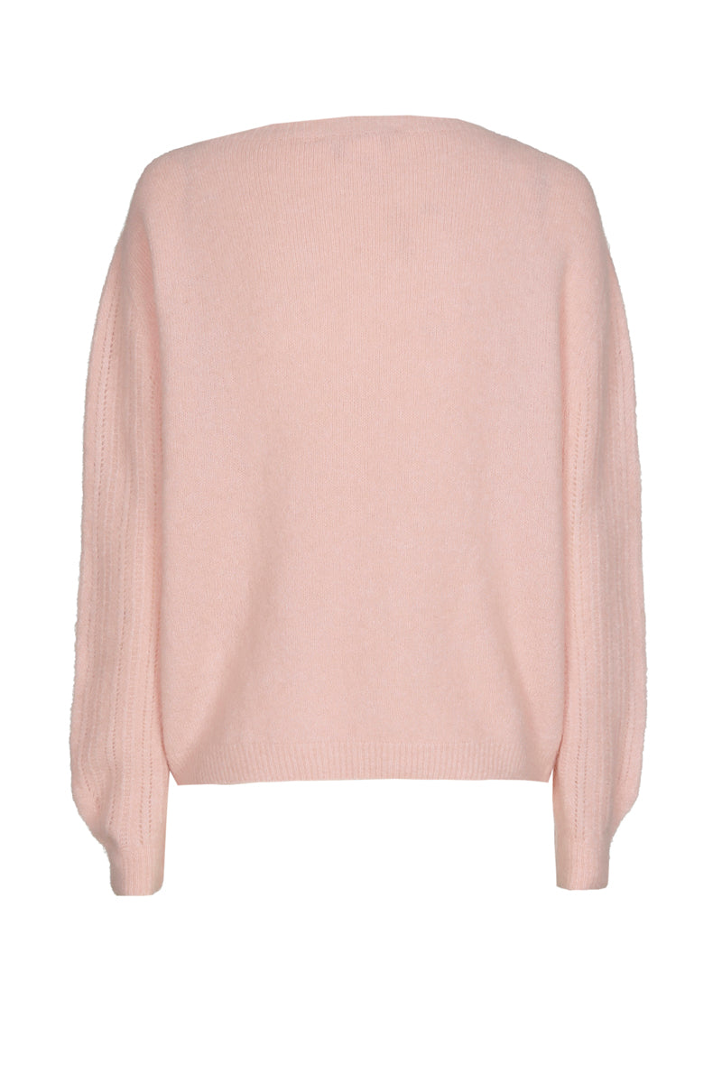 Zacht roze pull met ronde hals in alpaca