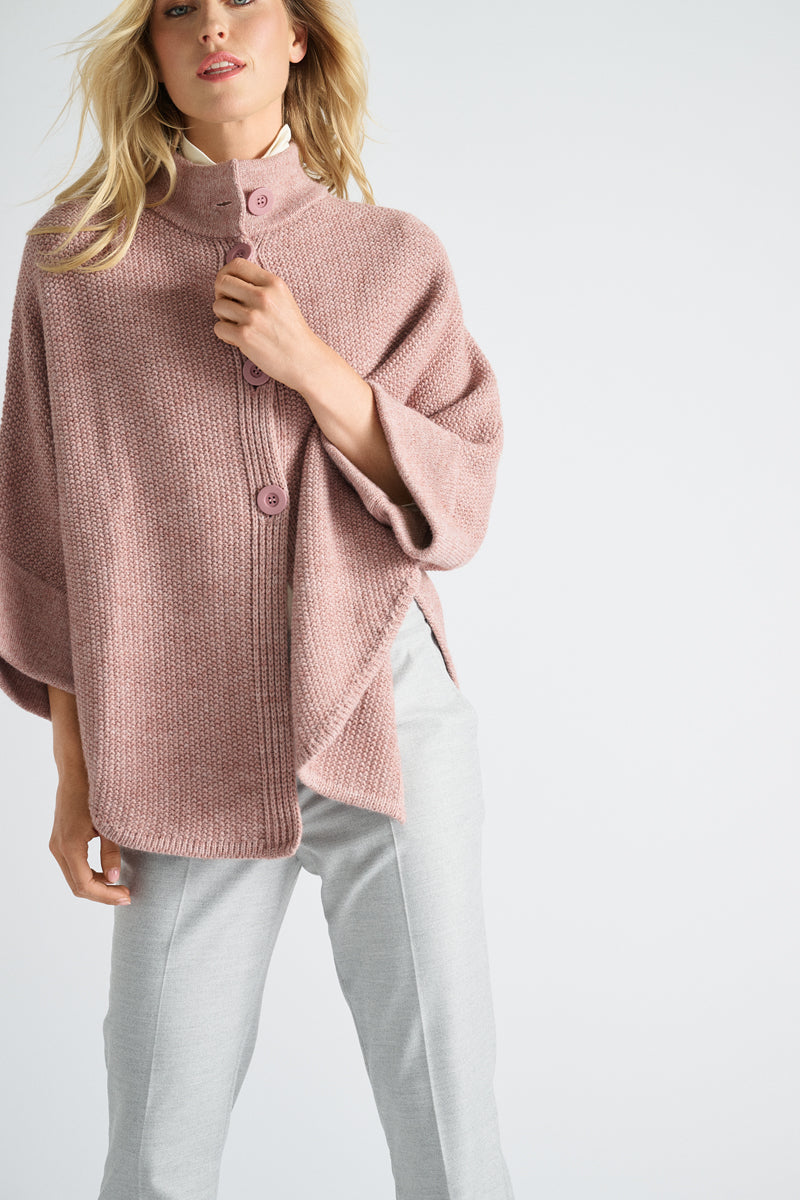Oudroze cape met knoopsluiting
