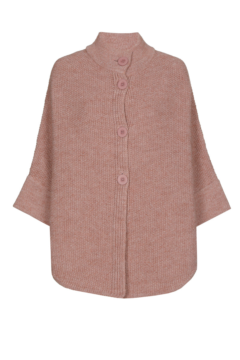 Oudroze cape met knoopsluiting