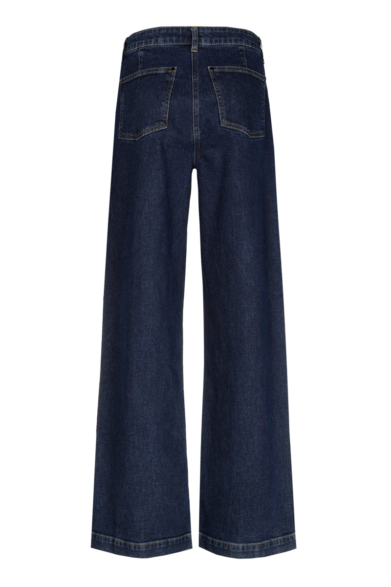 Wijde donkerblauwe jeansbroek