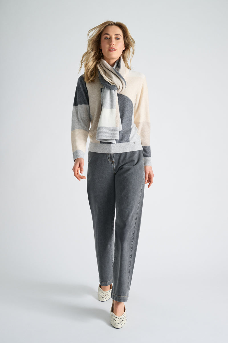 Wijde donkergrijze jeansbroek