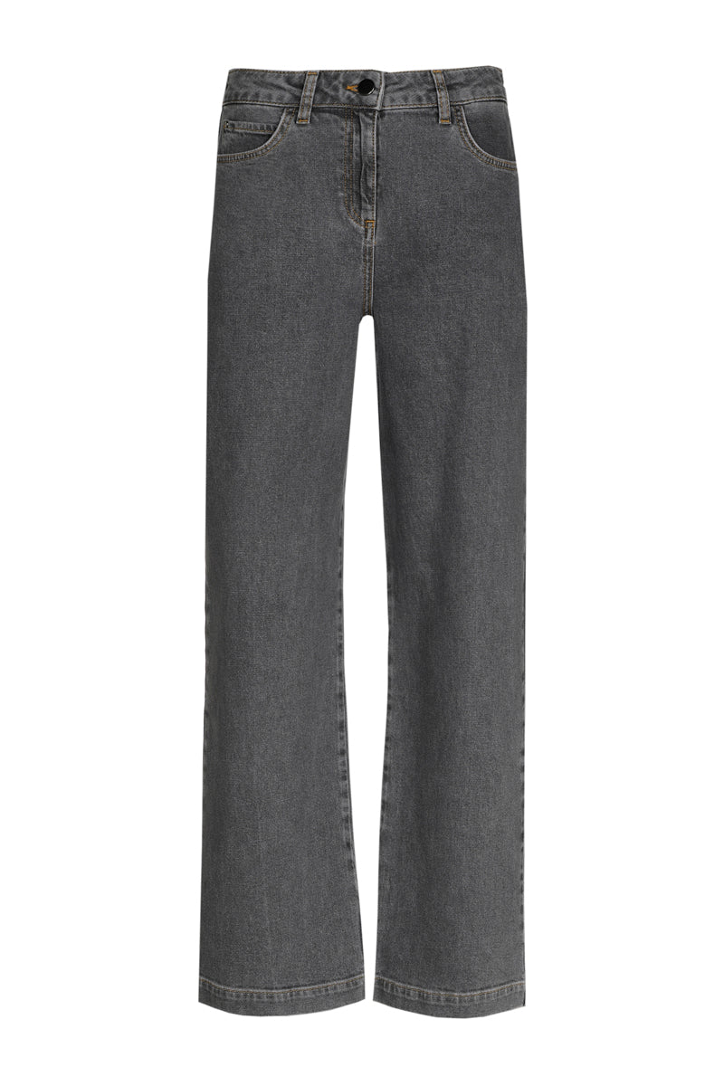 Wijde donkergrijze jeansbroek
