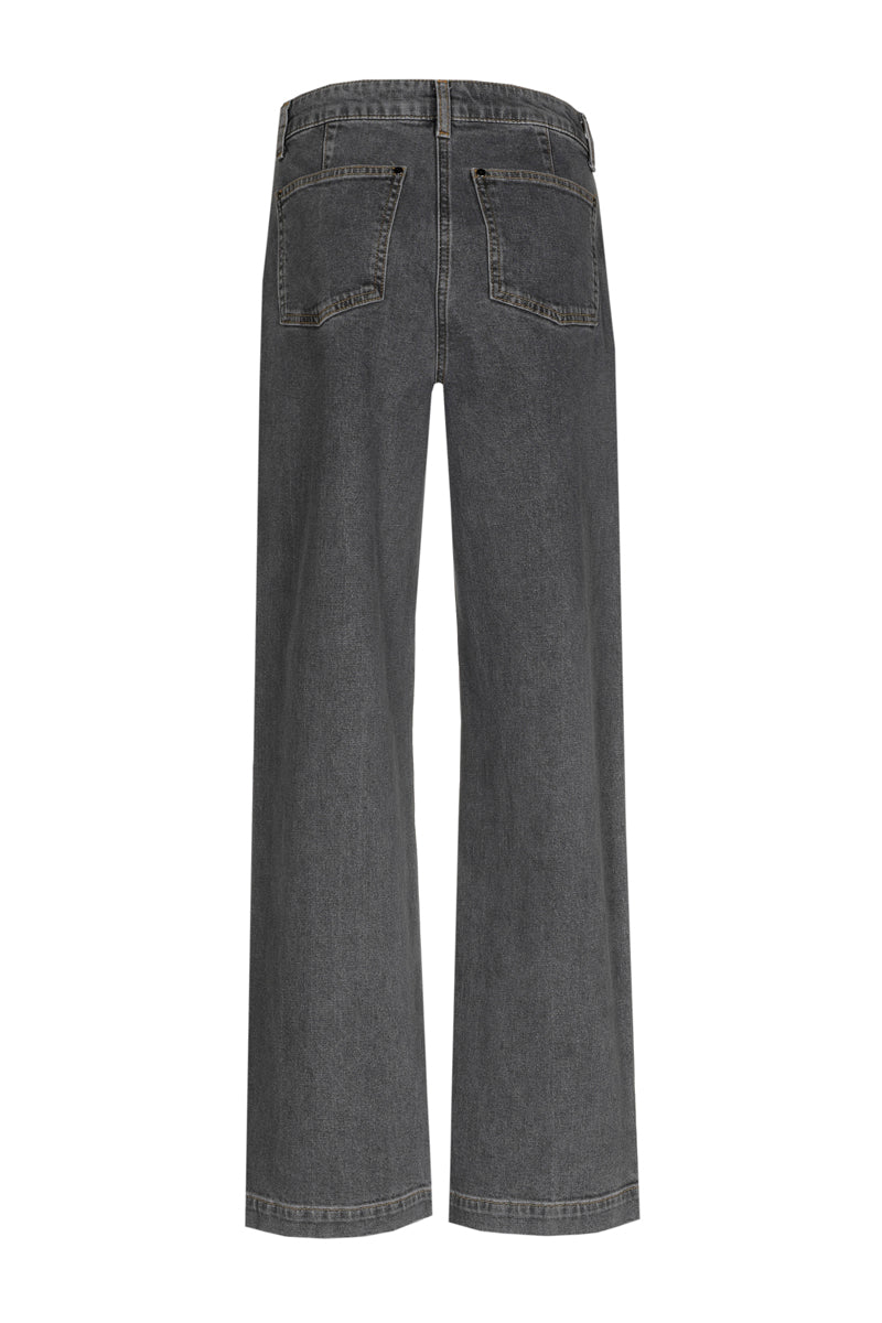Wijde donkergrijze jeansbroek