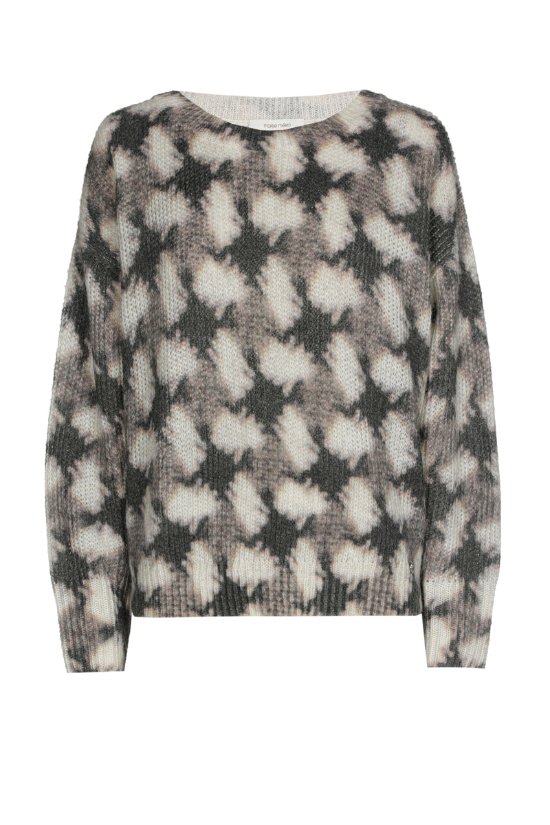 Pull à col rond avec motif en taupe et écru