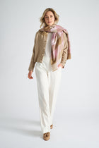 Lichtbruine cardigan met gouden knopen