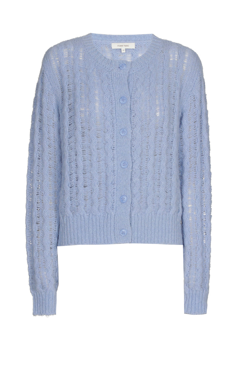 Cardigan bleu clair à col rond et boutons