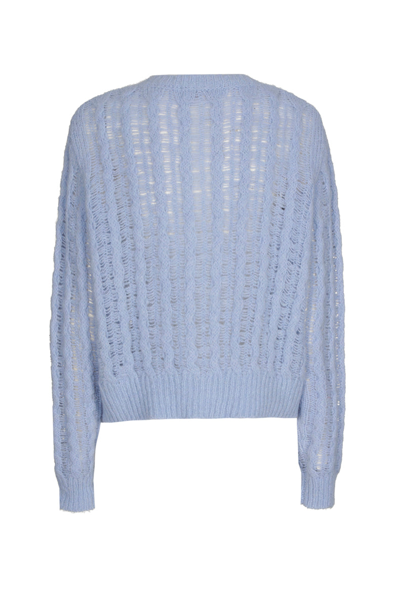 Lichtblauwe cardigan met ronde hals en knoopsluiting