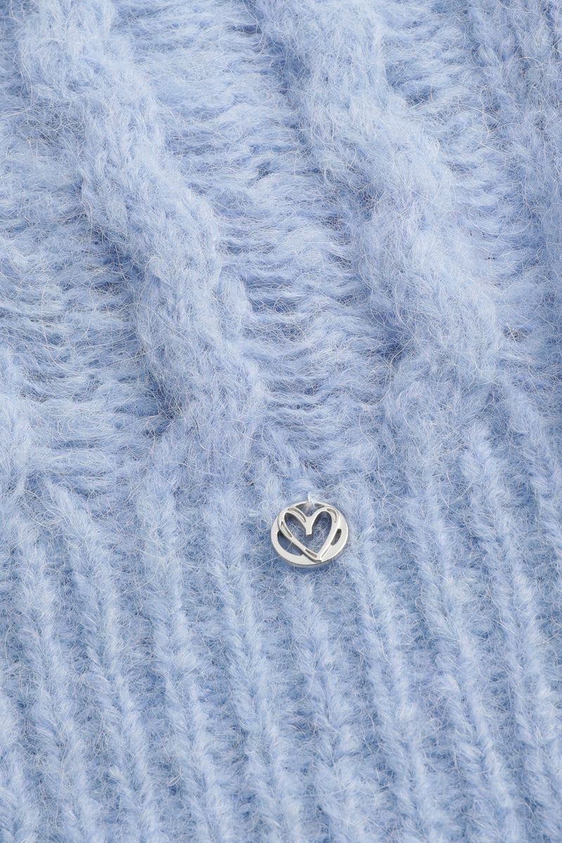 Lichtblauwe cardigan met ronde hals en knoopsluiting