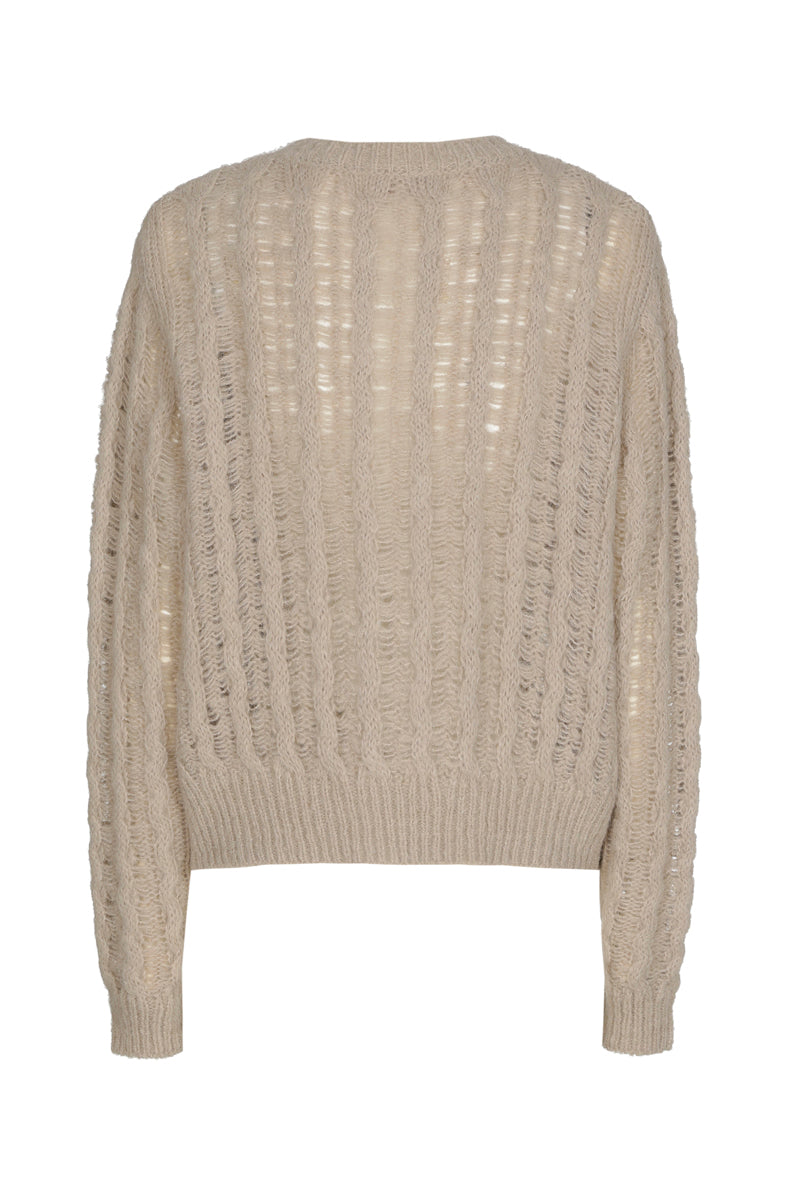 Taupe cardigan met ronde hals en knoopsluiting